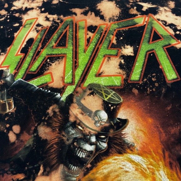 Slayer Bleached Tie Dye Graphic T Shirt Heavy Metal Band Tee - Picture 11 of 11